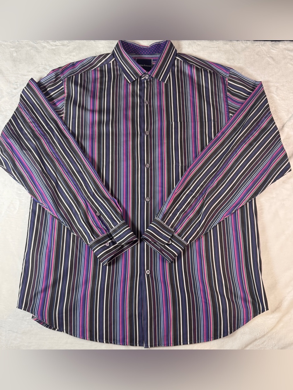 Tommy Bahama Men’s LT Striped Button Up Shirt 100% Cotton Long Sleeve